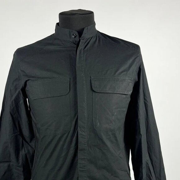 DAMIR DOMA SILENT Black Avant Garde Band Collar Button Long Sleeve Shirt Size M - Picture 4 of 15